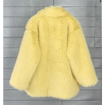 Vickstco Fluffy Faux Fur Parka Outwear Overcoat with Sleeves