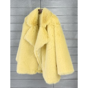 Vickstco Fluffy Faux Fur Parka Outwear Overcoat with Sleeves