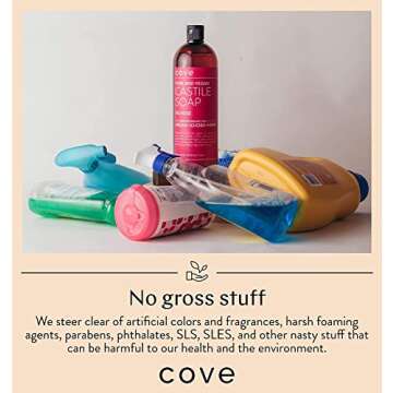 Cove Castile Soap Unscented - 1 Gallon With Pump - Organic Argan, Jojoba, & Hemp Oils