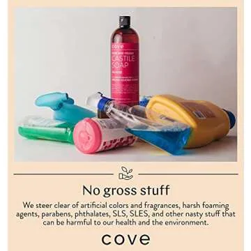 Cove Castile Soap Unscented - 1 Gallon With Pump - Organic Argan, Jojoba, & Hemp Oils