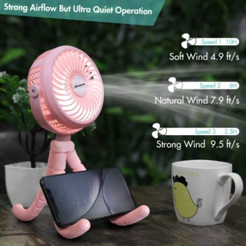 Versatile AMACOOL Stroller Fan with 3 Speeds and LED Light