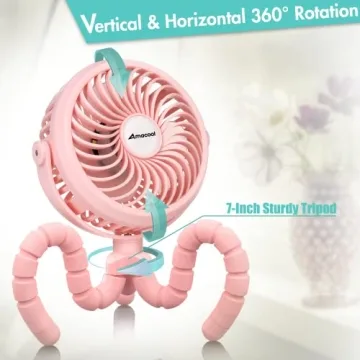 Versatile AMACOOL Stroller Fan with 3 Speeds and LED Light