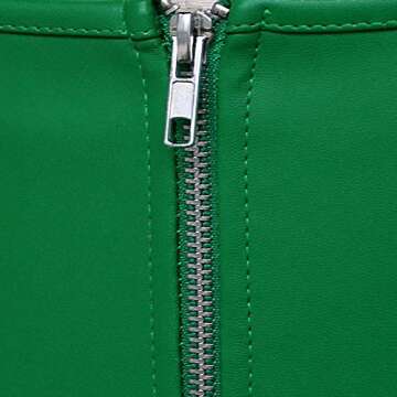 Kimring Women's Steampunk Gothic Sexy Faux Leather Shoulder Strap Bustier Corset with Lace Skirt Green Large