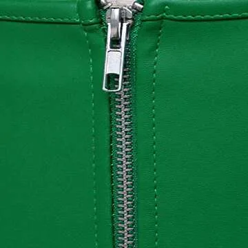 Kimring Women's Steampunk Gothic Sexy Faux Leather Shoulder Strap Bustier Corset with Lace Skirt Green Large