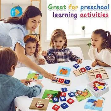 CVC Word Educational Toy Spelling Games, Preschool Toddler Learning Activities, Montessori Learning Toys Gifts for 3 4 5 6 Years Old Kids, 60 Sight Words Flash Cards Alphabet Puzzle for Toddlers