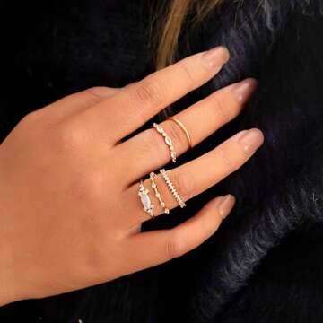 Stylish Honsny Stackable Gold Rings for Women Set