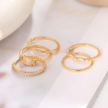 Stylish Honsny Stackable Gold Rings for Women Set