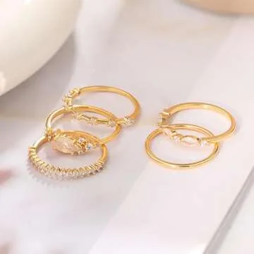 Stylish Honsny Stackable Gold Rings for Women Set