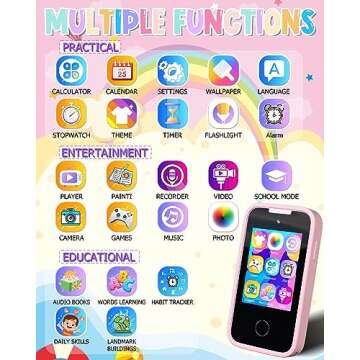 Kids Smart Phone Unicorns Gifts for Girls 6-8 Year Old Touchscreen Toy Cell Phone with Multi APPs 8G...