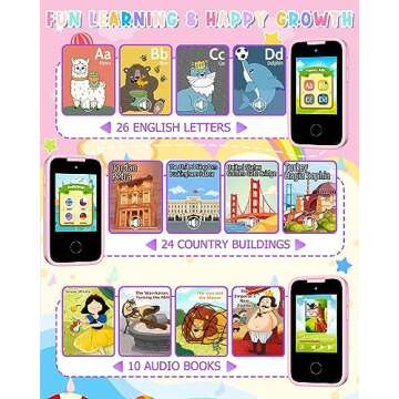 Kids Smart Phone Unicorns Gifts for Girls 6-8 Year Old Touchscreen Toy Cell Phone with Multi APPs 8G TF Card for Learning Play Christmas Birthday Gifts for Girls Age 3 4 5 6 7 8 9
