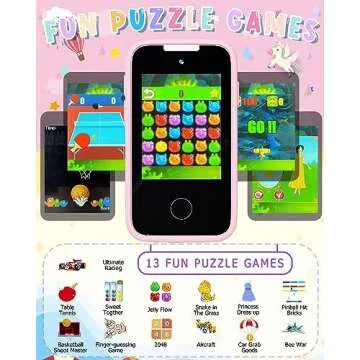 Kids Smart Phone Unicorns Gifts for Girls 6-8 Year Old Touchscreen Toy Cell Phone with Multi APPs 8G TF Card for Learning Play Christmas Birthday Gifts for Girls Age 3 4 5 6 7 8 9