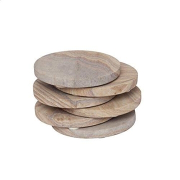 GoCraft Sandstone Coasters - Natural Round Drink Coasters Set