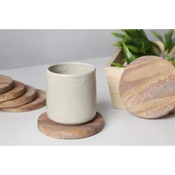 GoCraft Sandstone Coasters - Natural Round Drink Coasters Set