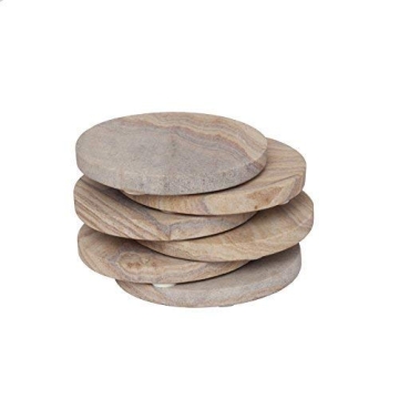 GoCraft Sandstone Coasters - Natural Round Drink Coasters Set