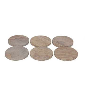 GoCraft Sandstone Coasters - Natural Round Drink Coasters Set