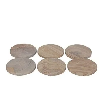 GoCraft Sandstone Coasters - Natural Round Drink Coasters Set