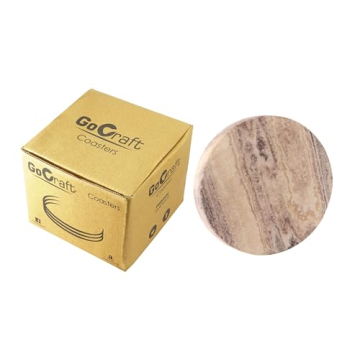 GoCraft Sandstone Coasters - Natural Round Drink Coasters Set
