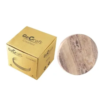 GoCraft Sandstone Coasters - Natural Round Drink Coasters Set