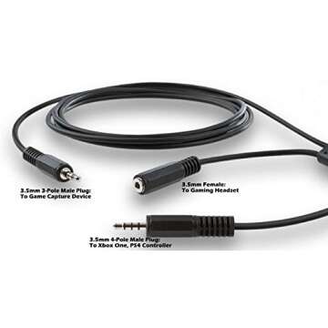 ienza® Party Chat Link Chat Adapter Cable Wire for Xbox One, Xbox Series X/S, PlayStation 4 PS4, PS5, Elgato Game Capture HD, HD60, HD60 Pro & Similar Devices