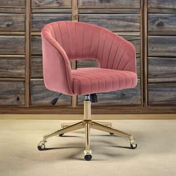 Home Office Chair Swivel Velvet Desk Chair Accent Armchair Upholstered Modern Tufted Chairs with Gol...