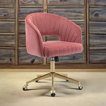 Home Office Chair Swivel Velvet Desk Chair Accent Armchair Upholstered Modern Tufted Chairs with Gol...