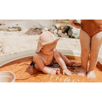 Tiipi Kids Beach Pool- 3 Water Carrying Bags- Large Beach Pool for Kids-Kiddie Beach Pool- Chic Design Beach Pool- Gender nutral Beach Pool with Shade (Brown)