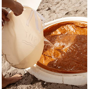 Tiipi Kids Beach Pool- 3 Water Carrying Bags- Large Beach Pool for Kids-Kiddie Beach Pool- Chic Design Beach Pool- Gender nutral Beach Pool with Shade (Brown)