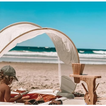 Tiipi Kids Beach Pool- 3 Water Carrying Bags- Large Beach Pool for Kids-Kiddie Beach Pool- Chic Design Beach Pool- Gender nutral Beach Pool with Shade (Brown)