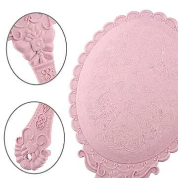 XPXKJ Hand Mirror Vintage Handheld Mirror with Handle Vanity Makeup Mirror Travel Mirrors (Oval, Nano Pink)