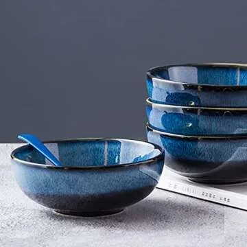 UNICASA Ceramic Pasta Bowls - Durable & Stylish Set of 4