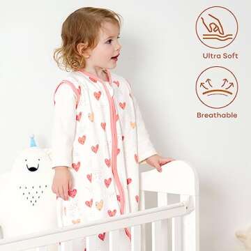 Yoofoss Baby Sleep Sack 12-18 Months Baby Wearable Blanket 100% Cotton 2-Way Zipper TOG 0.5 Toddler Sleeping Sack, Lightweight Sleep Sacks for Babies(Large)