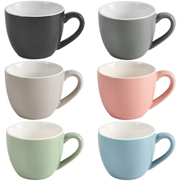 homEdge Mini Porcelain Espresso Cup, 3 Ounces - Set of 6, Vibrant Colors for Coffee & More