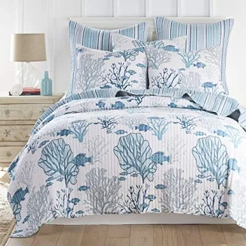 Beautiful Levtex Home Lacey Sea Quilt Set for Coastal Decor