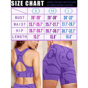 GXIN Women's Workout 2 Piece Outfits High Waist Running Shorts Seamless Gym Yoga Sports Bra Purple