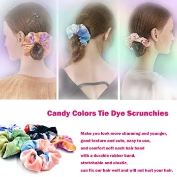 Stylish IVARYSS Velvet Scrunchies - 12 Colorful Hair Ties