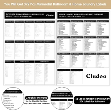 372 PCS Minimalist Bathroom Laundry Labels - Organize Effortlessly