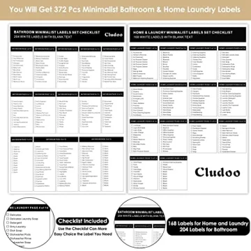 372 PCS Minimalist Bathroom Laundry Labels - Organize Effortlessly