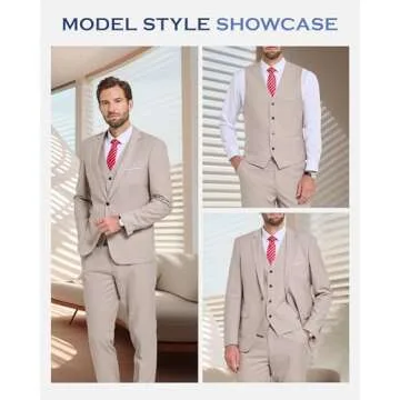 MY'S Men's Slim Fit Suit Set Deep Blue for Gents