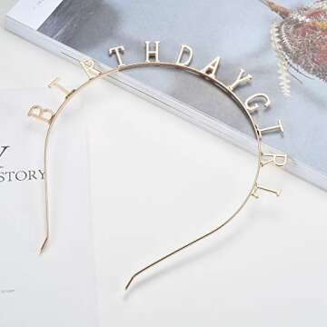 Ztl Birthday Girl Headband Tiara Girls Birthday Party Headwear Hair Accessories Gold