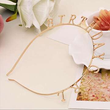 Ztl Birthday Girl Headband Tiara Girls Birthday Party Headwear Hair Accessories Gold