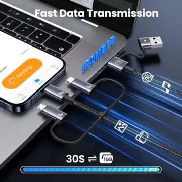 YOUSAMS 240W Multi Charging Cable, 6.6ft 6-in-1 USB C Cable Fast Charging Cords with USB-C/A Ports to IP/Type C/Micro Connectors for Pad/Cell Phones/Tablets/Laptop