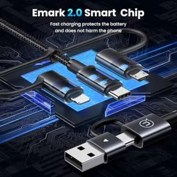 YOUSAMS 240W Multi Charging Cable, 6.6ft 6-in-1 USB C Cable Fast Charging Cords with USB-C/A Ports to IP/Type C/Micro Connectors for Pad/Cell Phones/Tablets/Laptop