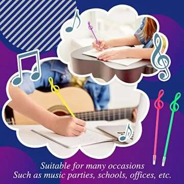 Lincia 100 Pcs Musical Note Ballpoint Pens Music Ballpoint Pens Novelty Musical Gifts Decorative Music Party Favors Piano Teacher Gift for Artists Office Supplies(Mixed Colors)