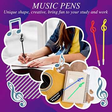 Lincia 100 Pcs Musical Note Ballpoint Pens Music Ballpoint Pens Novelty Musical Gifts Decorative Music Party Favors Piano Teacher Gift for Artists Office Supplies(Mixed Colors)