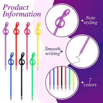 Lincia 100 Pcs Musical Note Ballpoint Pens Music Ballpoint Pens Novelty Musical Gifts Decorative Music Party Favors Piano Teacher Gift for Artists Office Supplies(Mixed Colors)