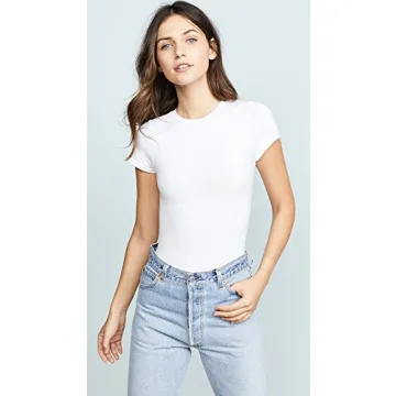 Yummie Women's Short Sleeve Shaping Bodysuit Seamless White