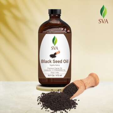 SVA Black Seed Oil - Premium Quality 16 Fl Oz - Natural Cold Pressed Oil for Hair and Skin Care