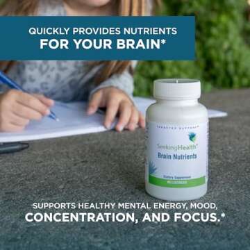 Seeking Health Brain Nutrients, Brain Fog and Memory Support, Cognitive Function and Energy Support, Focus and Concentration Supplement (60 lozenges)