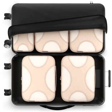 Shacke 6 Set Packing Cubes for Travel Lightweight Luggage Organizer (Cream)
