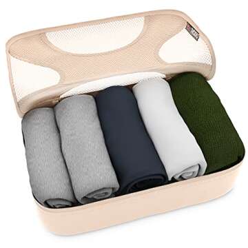 Shacke 6 Set Packing Cubes for Travel Lightweight Luggage Organizer (Cream)